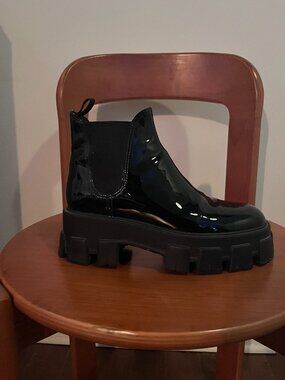 Prada Monolith patent leather chelsea boots